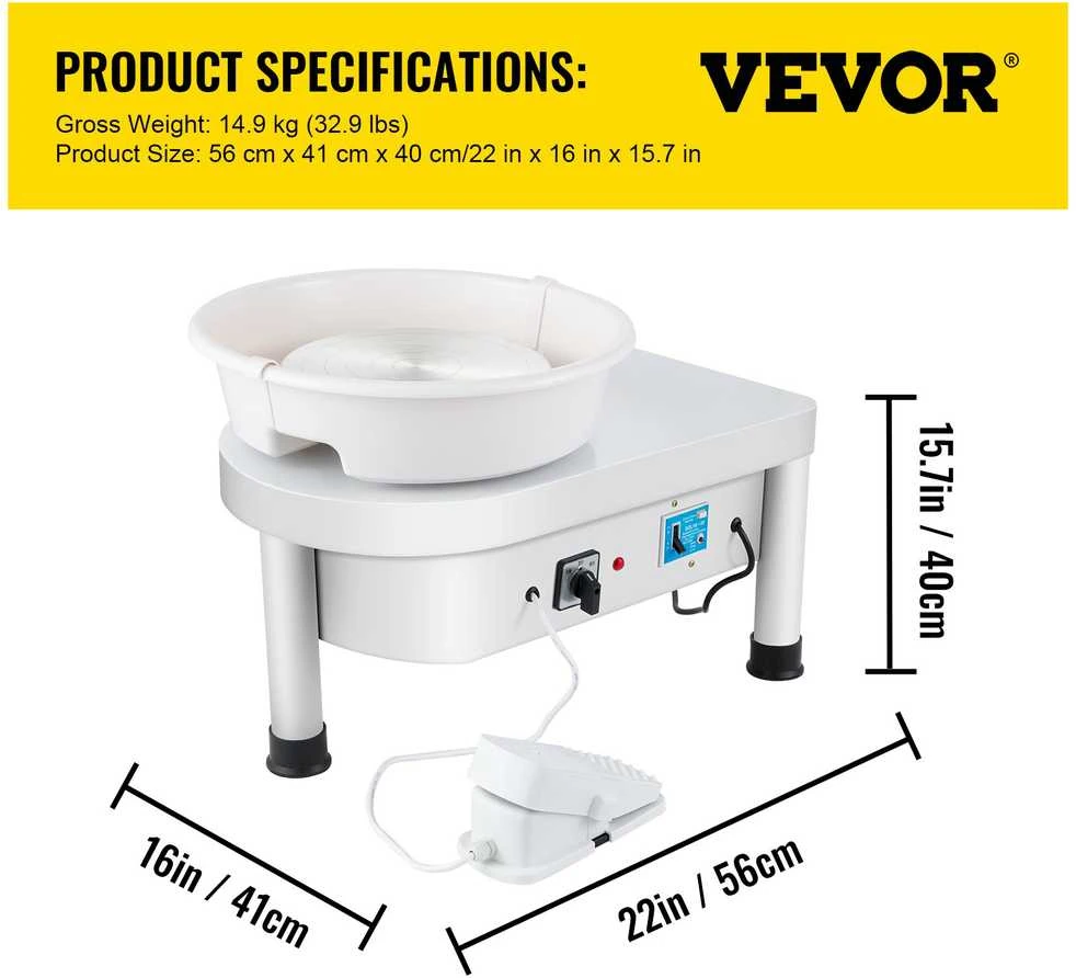 VEVOR Elektrinis keramikos žiedimo ratas 25 cm