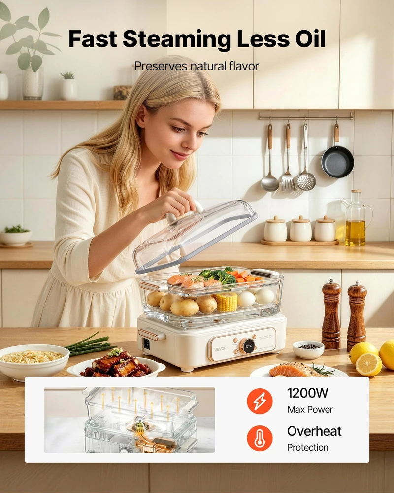 VEVOR Elektrinis maisto garintuvas 6 l su stiklu