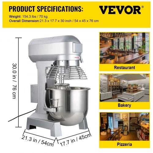 Plakiklis VEVOR Elektrinis maisto maišytuvas 30L 1100W komercinis