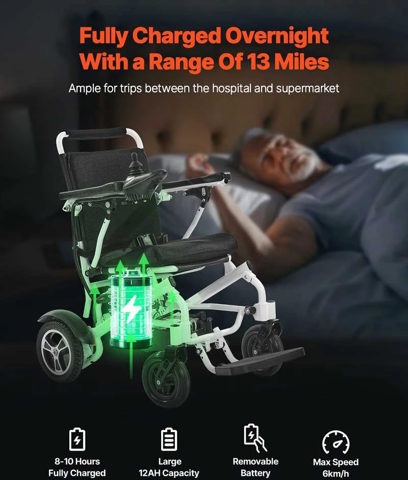 Vevor Elektrinis neįgaliųjų vežimėlis 136 kg talpa
