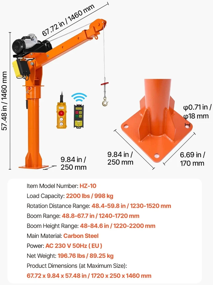 VEVOR Elektrinis pikapo kranas 998 kg