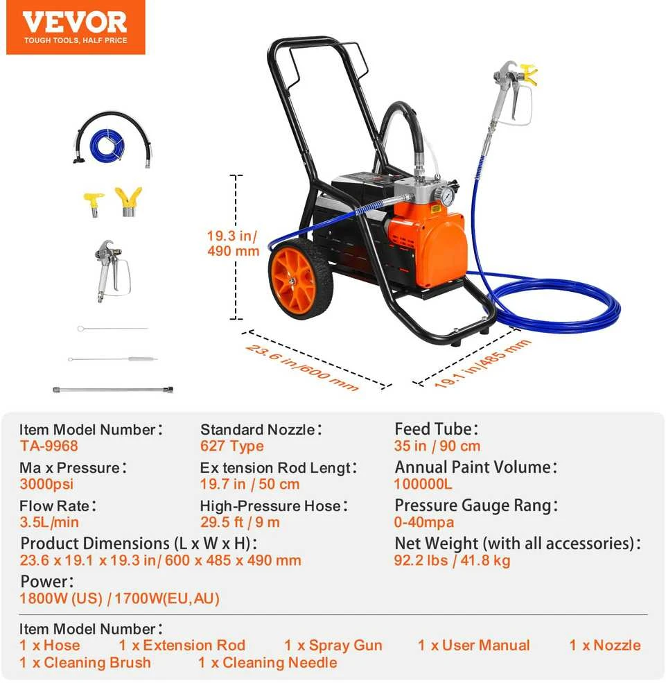 VEVOR Elektrinis vežimėlis beorio dažų purkštuvas