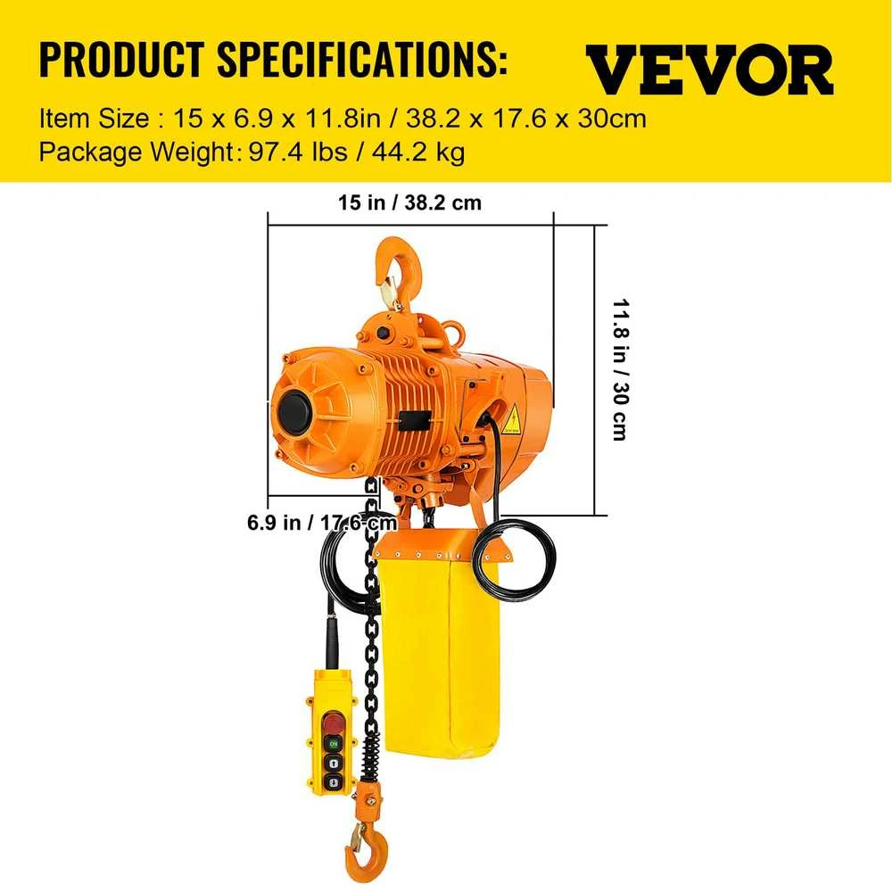 VEVOR Elektrinis vienfazis grandininis keltuvas 1T, 4 m