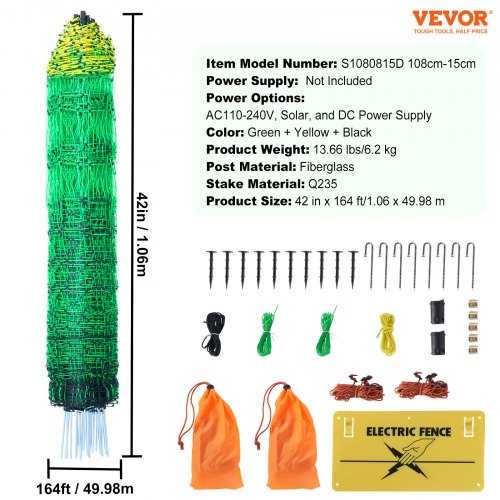 VEVOR Elektrinės tvoros tinklas 106 cm x 50 m