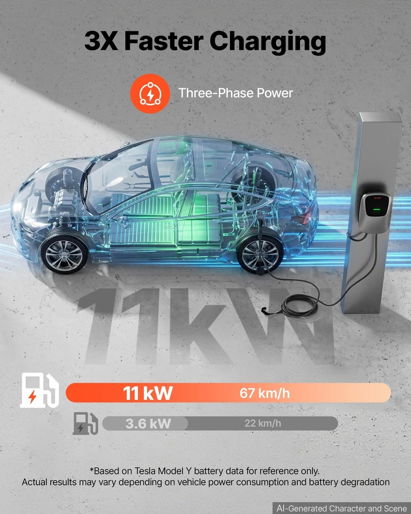VEVOR Elektromobilio įkrovimo stotelė 11 kW