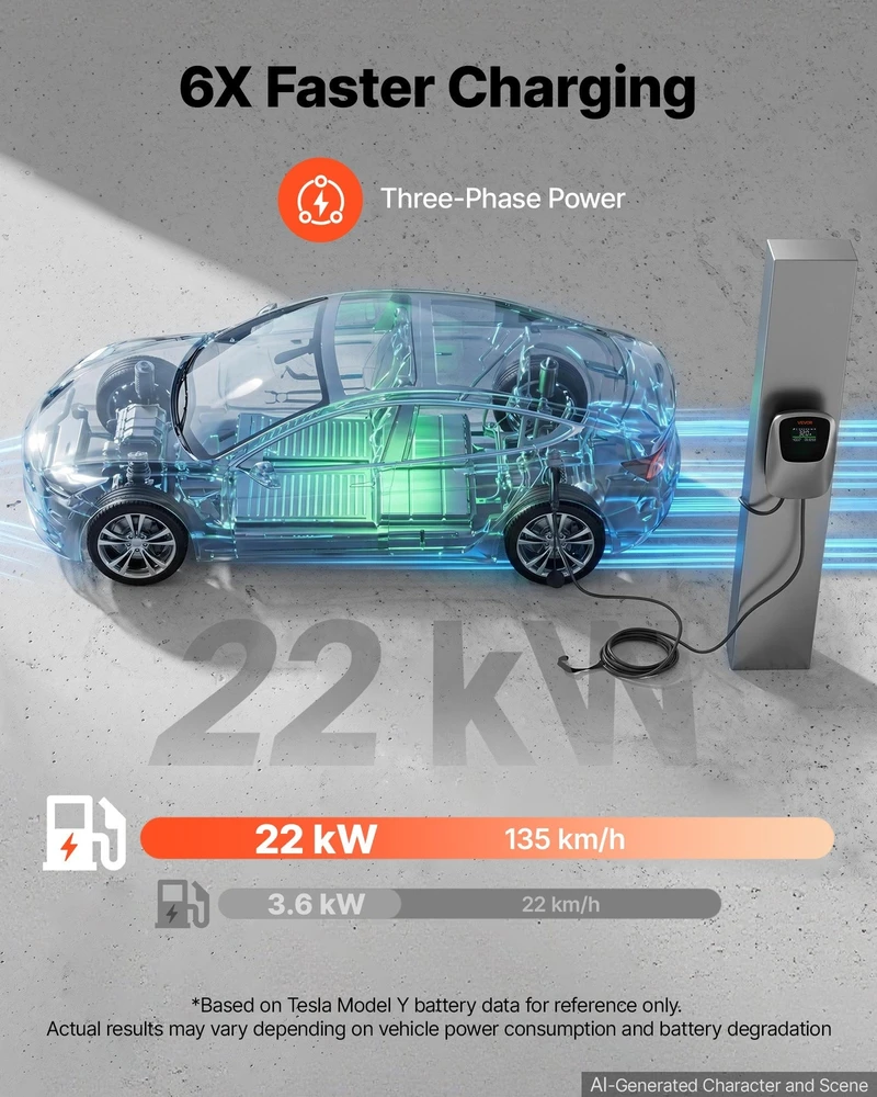 VEVOR Elektromobilio įkrovimo stotelė 22 kW