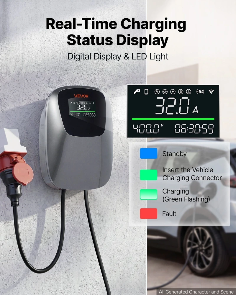 VEVOR Elektromobilio įkrovimo stotelė 22 kW