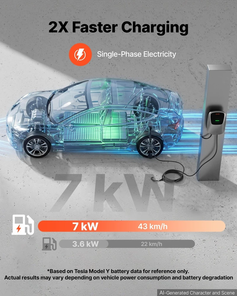 VEVOR Elektromobilio įkrovimo stotelė 7 kW