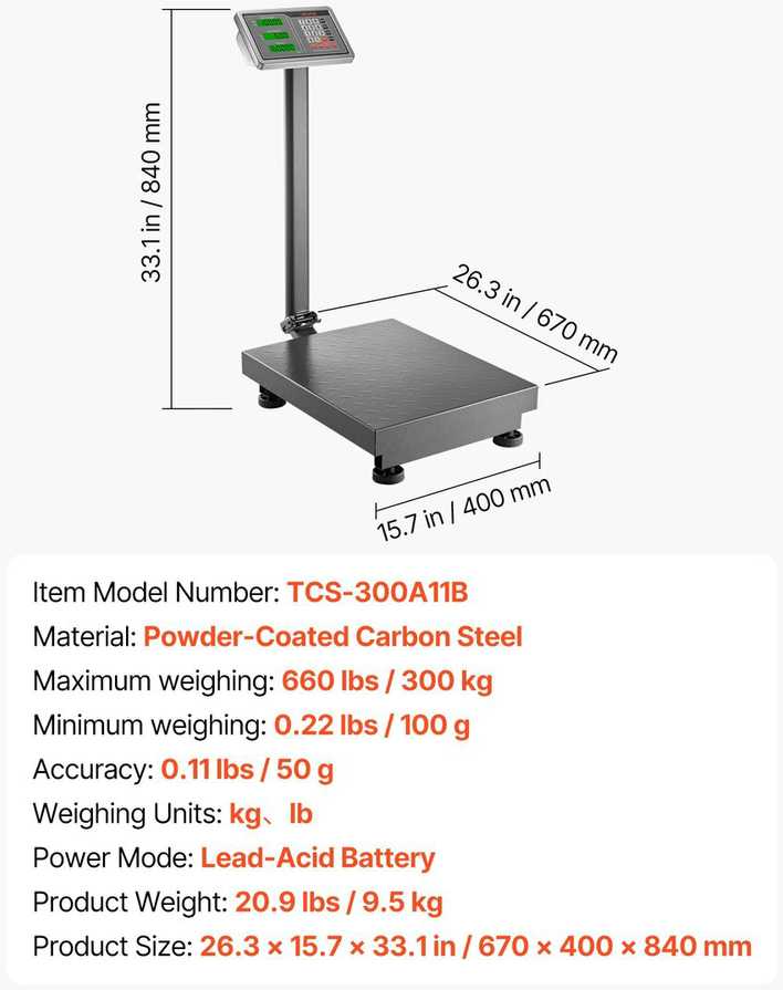 VEVOR Elektroninės platforminės svarstyklės 300 kg, tikslumas 50 g