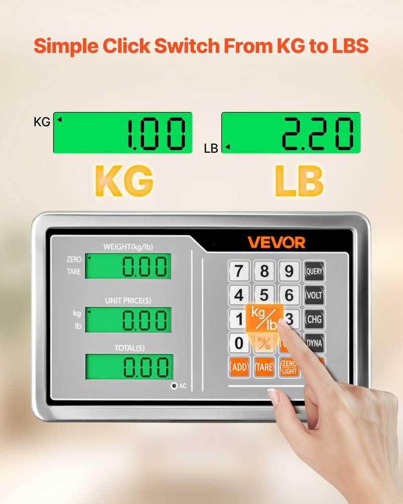 VEVOR Elektroninės platforminės svarstyklės 300 kg, tikslumas 50 g