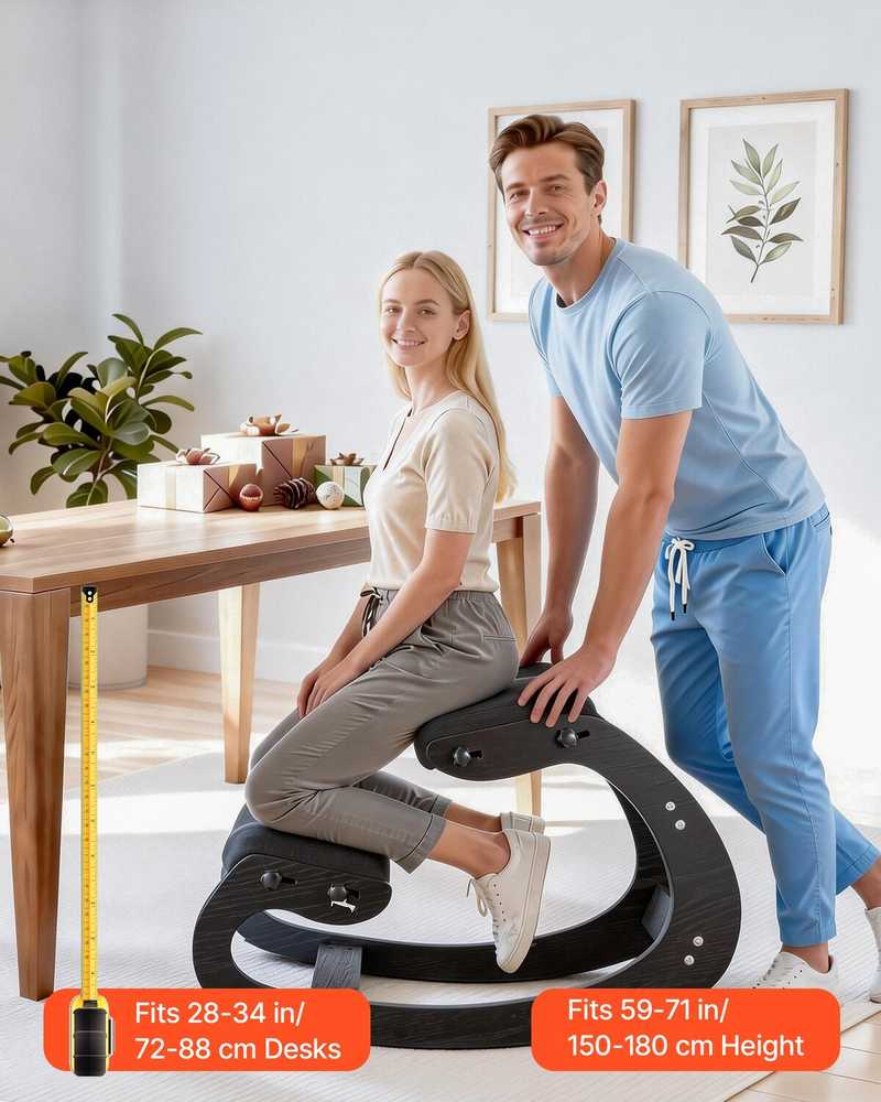 VEVOR Ergonominė medinė kėdė su paminkštinimu