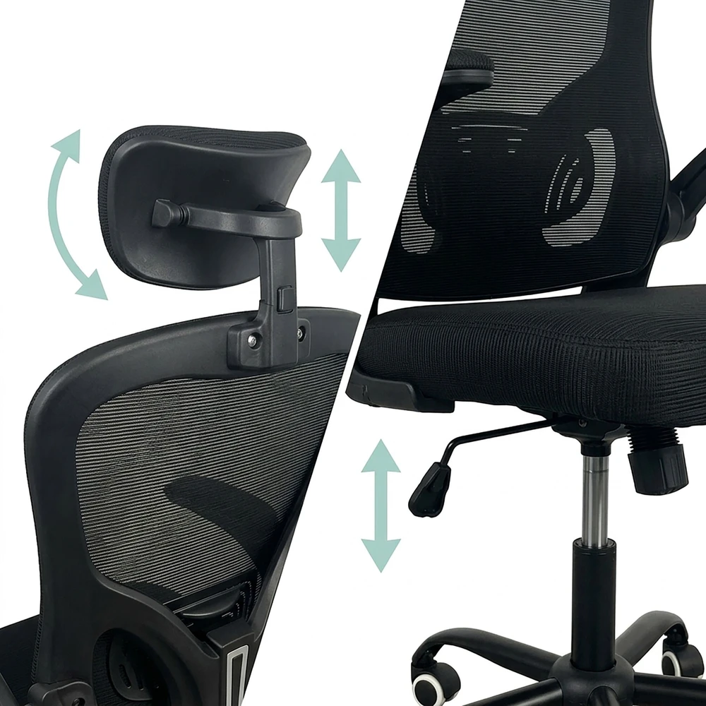 Relaxdays Ergonomiška biuro kėdė, juoda