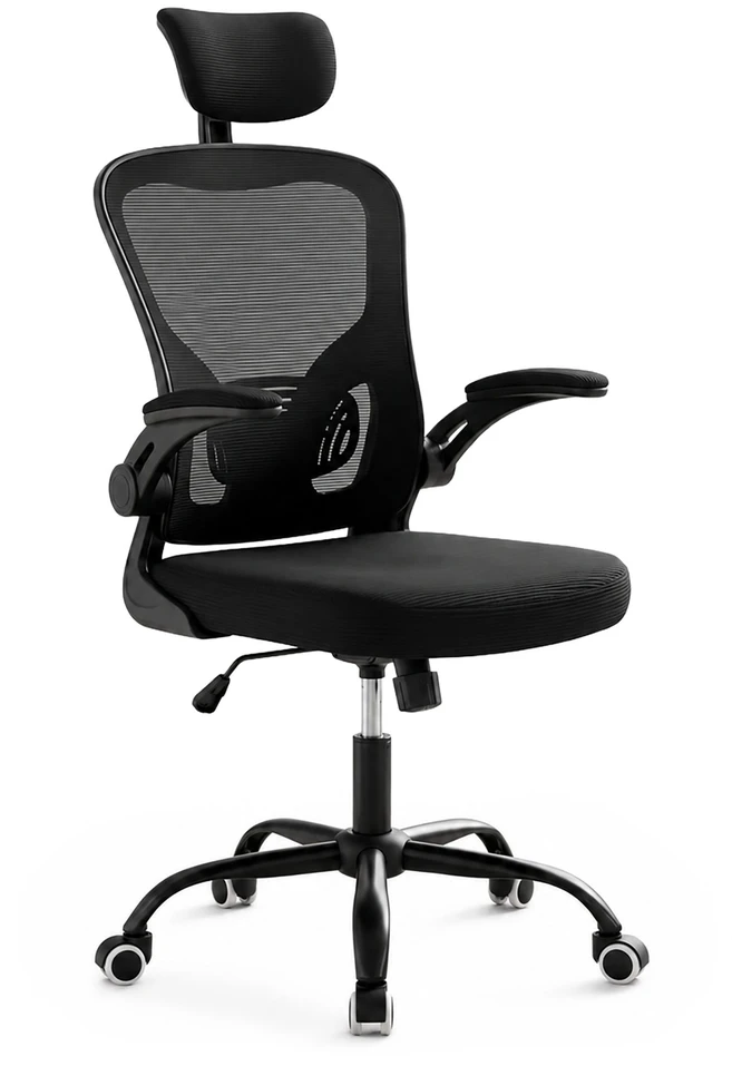 Relaxdays Ergonomiška biuro kėdė, juoda