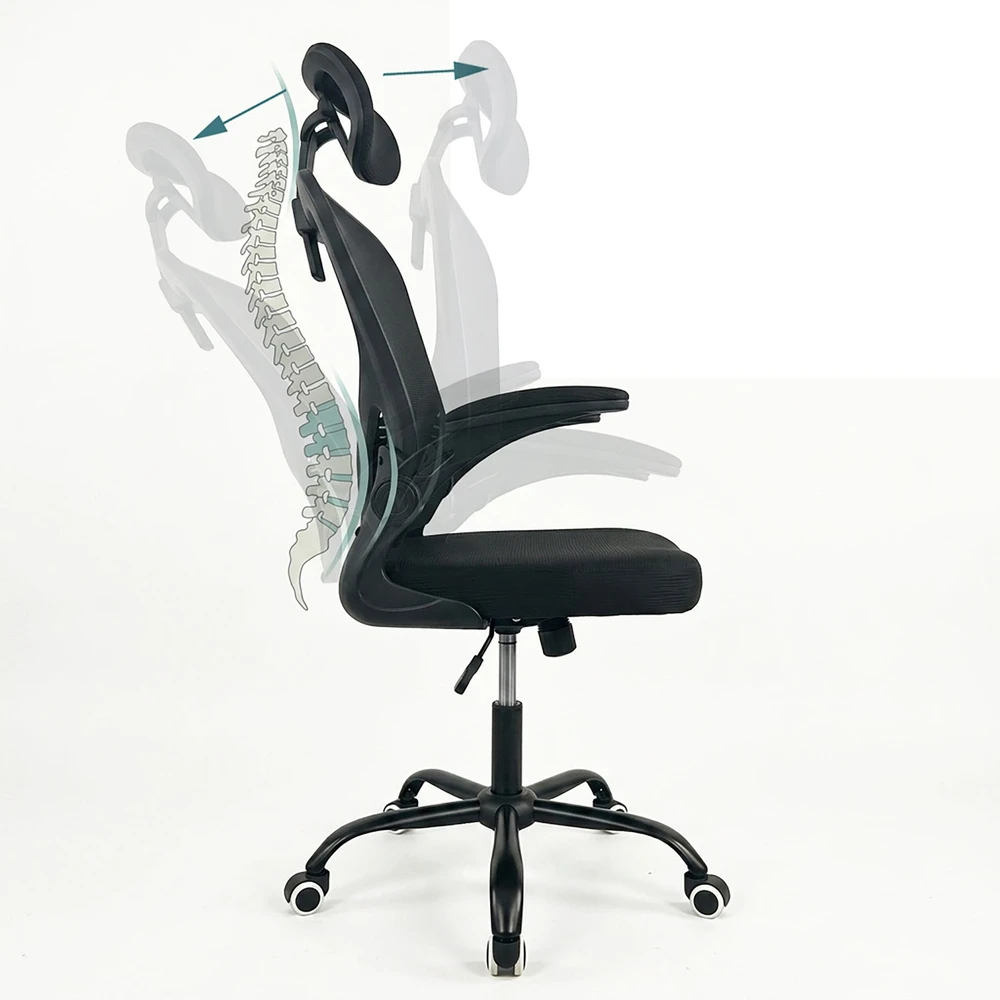 Relaxdays Ergonomiška biuro kėdė, juoda