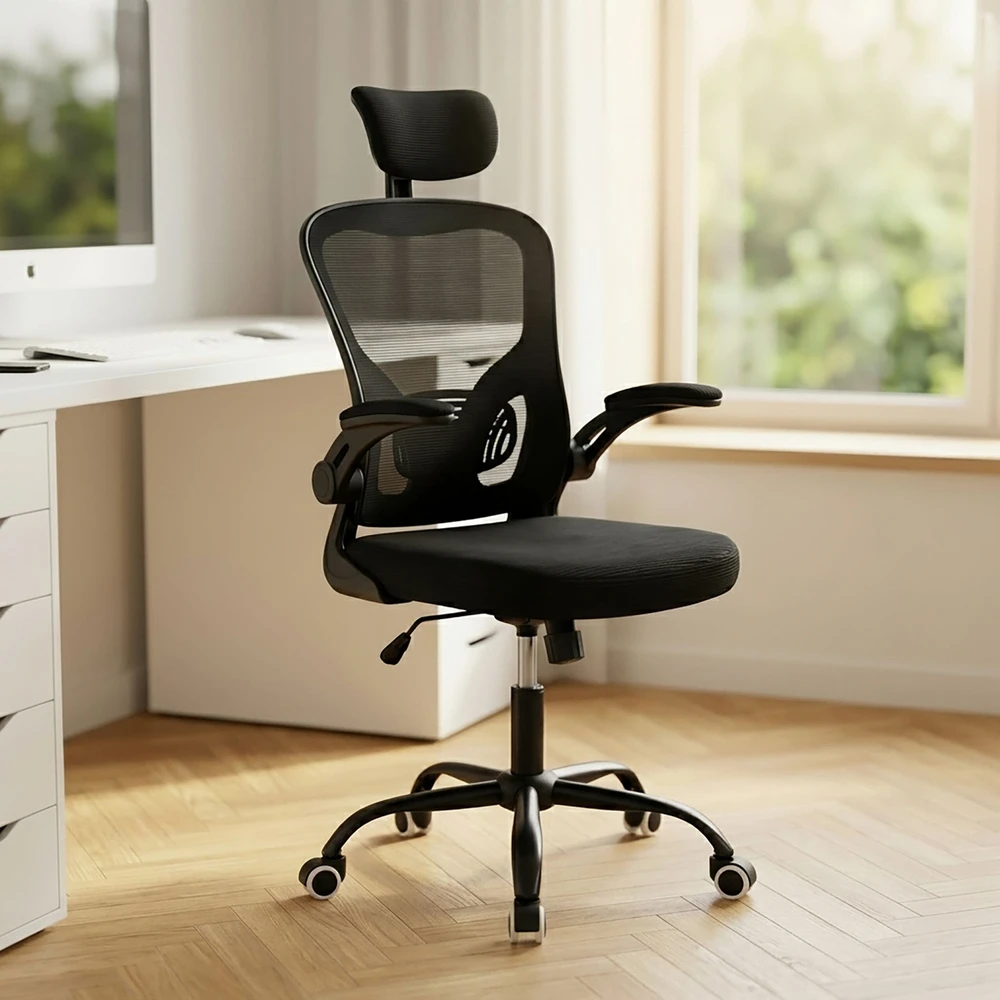 Relaxdays Ergonomiška biuro kėdė, juoda
