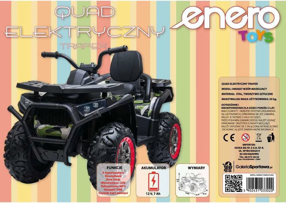 Enero europietų vaikiškas elektrinis keturratis