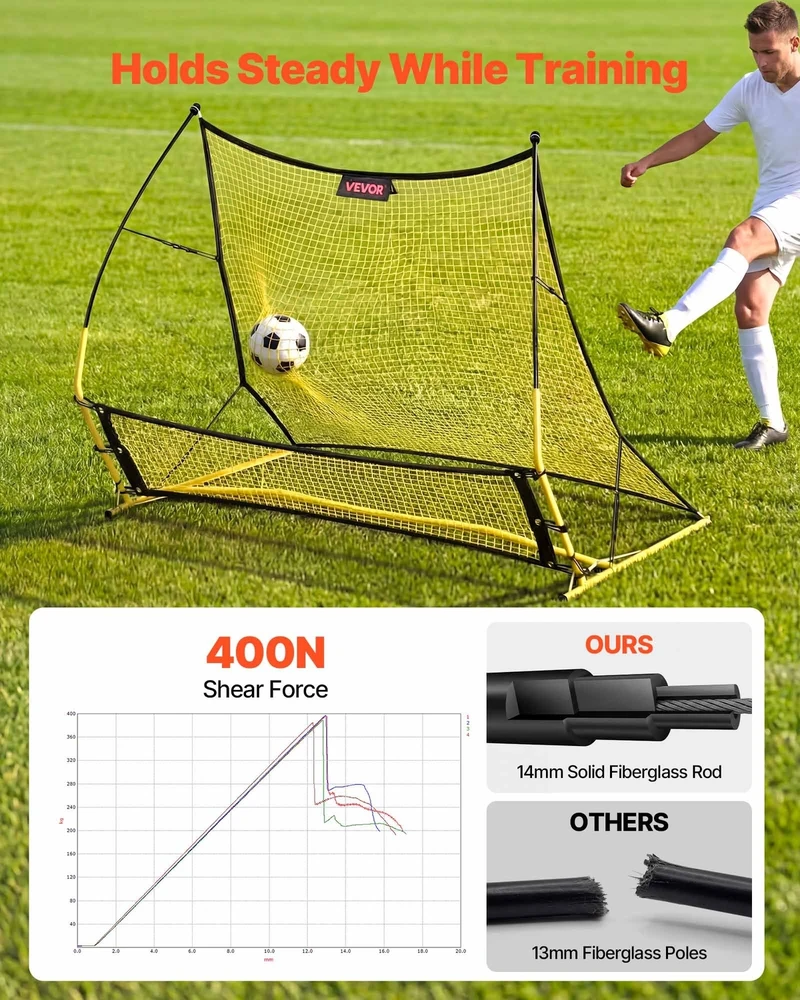 VEVOR Futbolo atšokimo tinklas 2in1, 1830 x 1085 mm