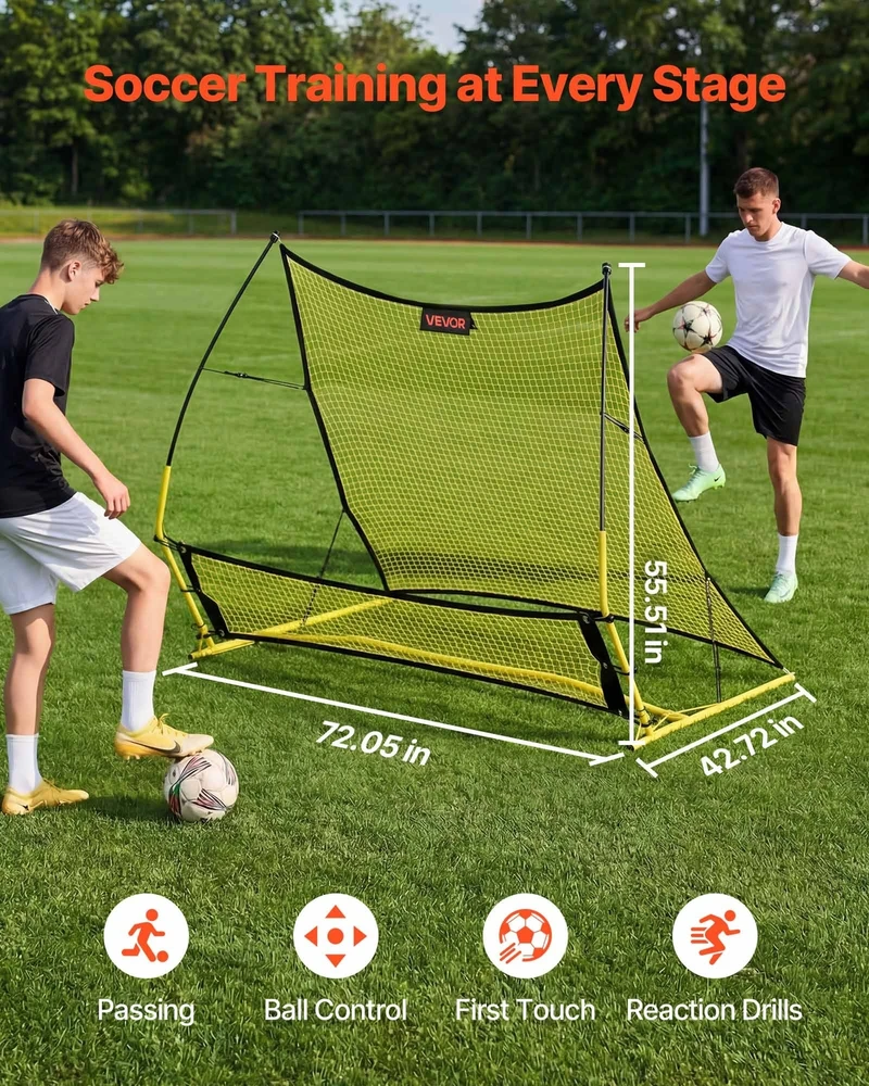VEVOR Futbolo atšokimo tinklas 2in1, 1830 x 1085 mm