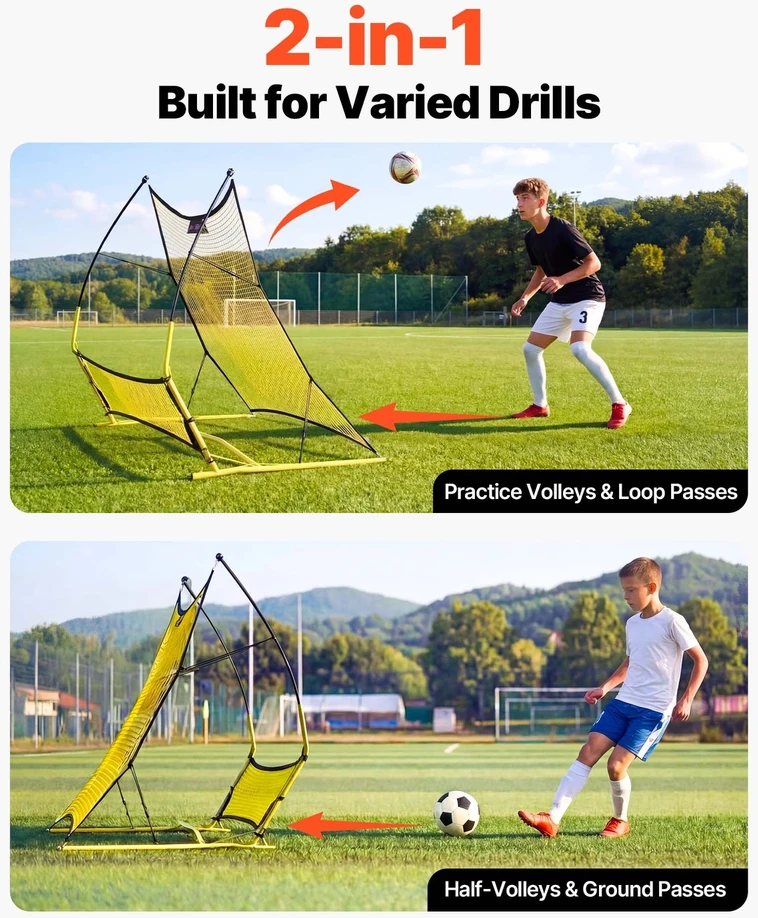 VEVOR Futbolo atšokimo tinklas 2in1, 1830 x 1085 mm
