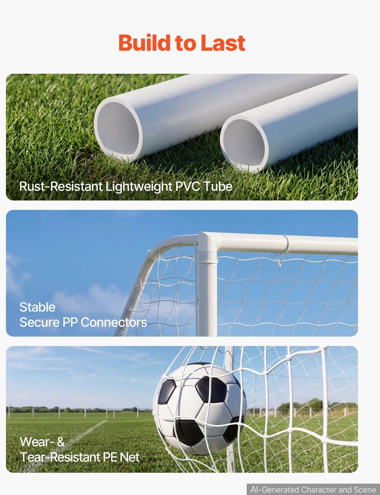VEVOR Futbolo vartai 2,44 x 1,82 m iš PVC