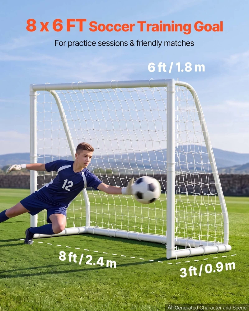 VEVOR Futbolo vartai 2,44 x 1,82 m iš PVC