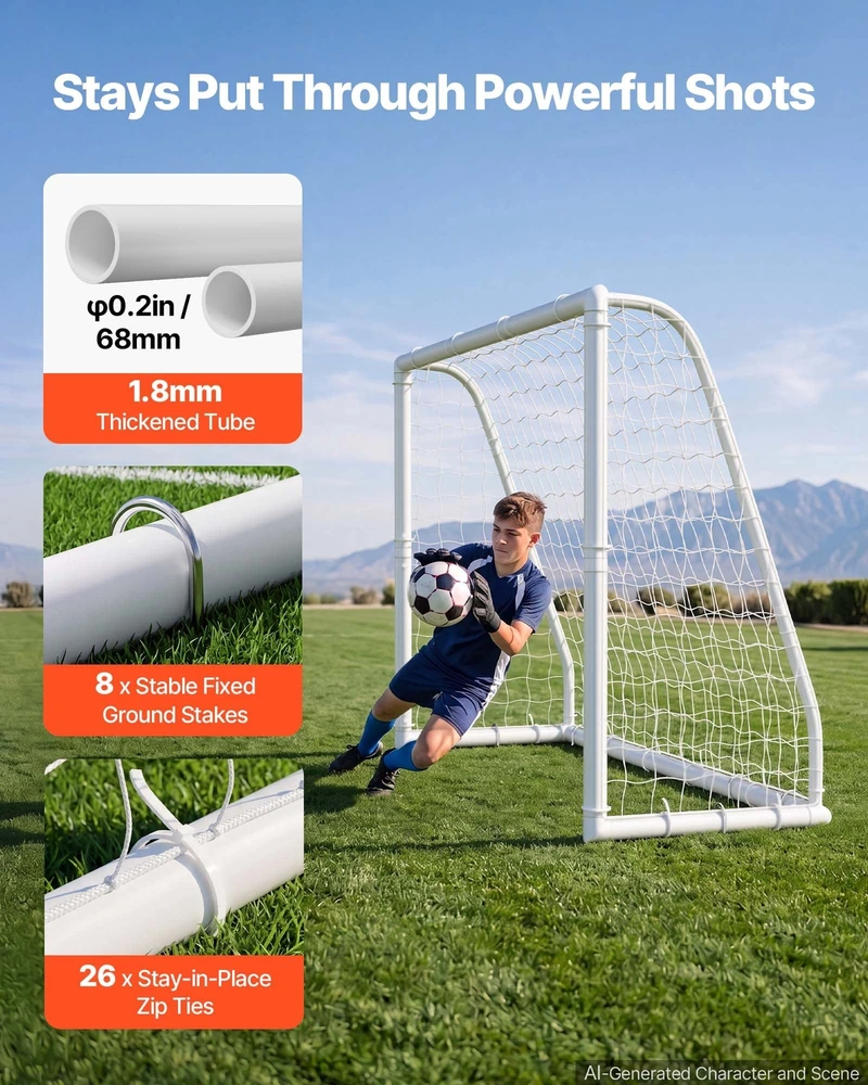 VEVOR Futbolo vartai 2,44 x 1,82 m iš PVC