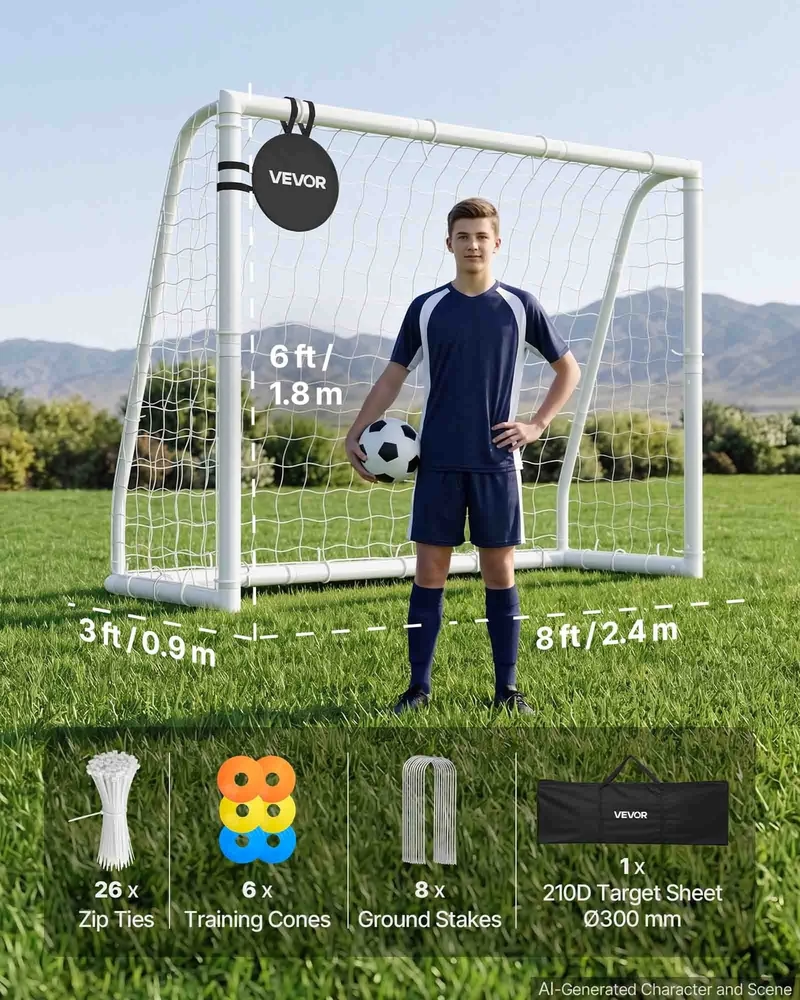 VEVOR Futbolo vartai 2,44 x 1,82 m iš PVC