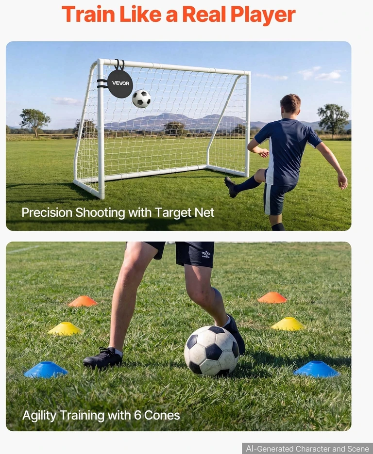 VEVOR Futbolo vartai 2,44 x 1,82 m iš PVC