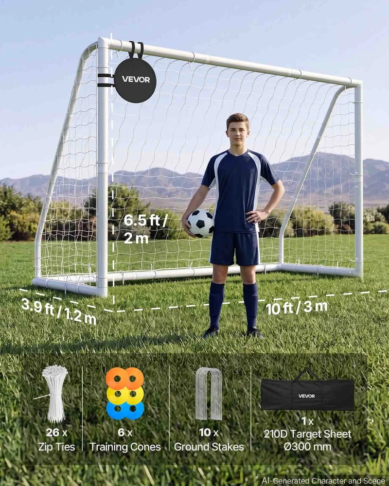 VEVOR Futbolo vartai 3 x 2 m iš PVC