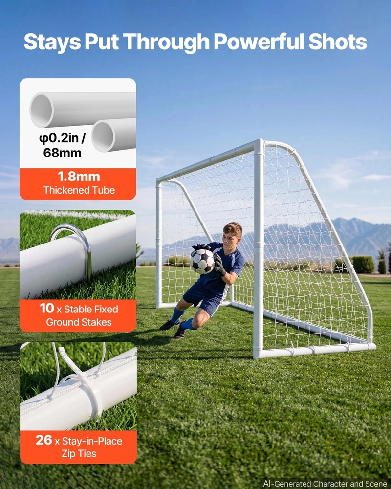 VEVOR Futbolo vartai 3,65 x 1,82 m PVC