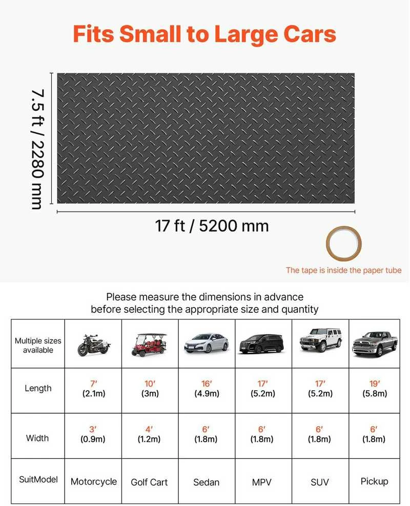VEVOR Garažo grindų kilimas, 2,28 x 5,2 m, PVC