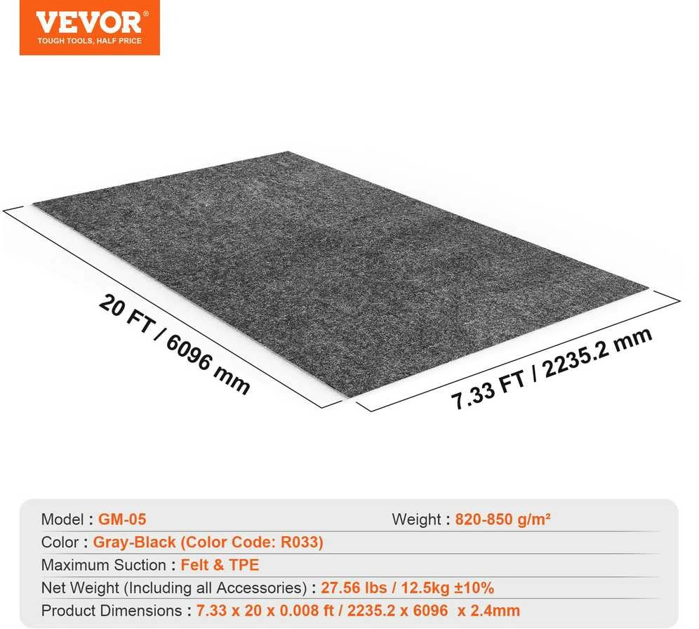 VEVOR Garažo grindų kilimėlis, 2.28 x 6.1 m