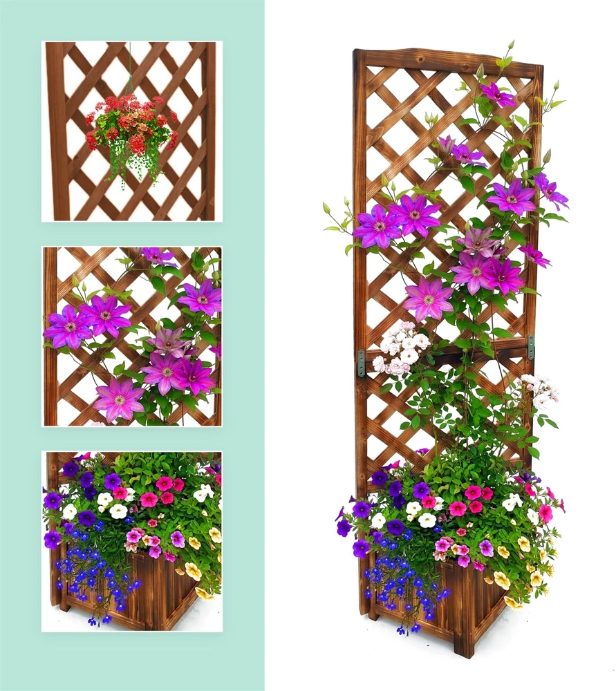 Relaxdays Gėlių dėžė su grotelėmis 180 cm