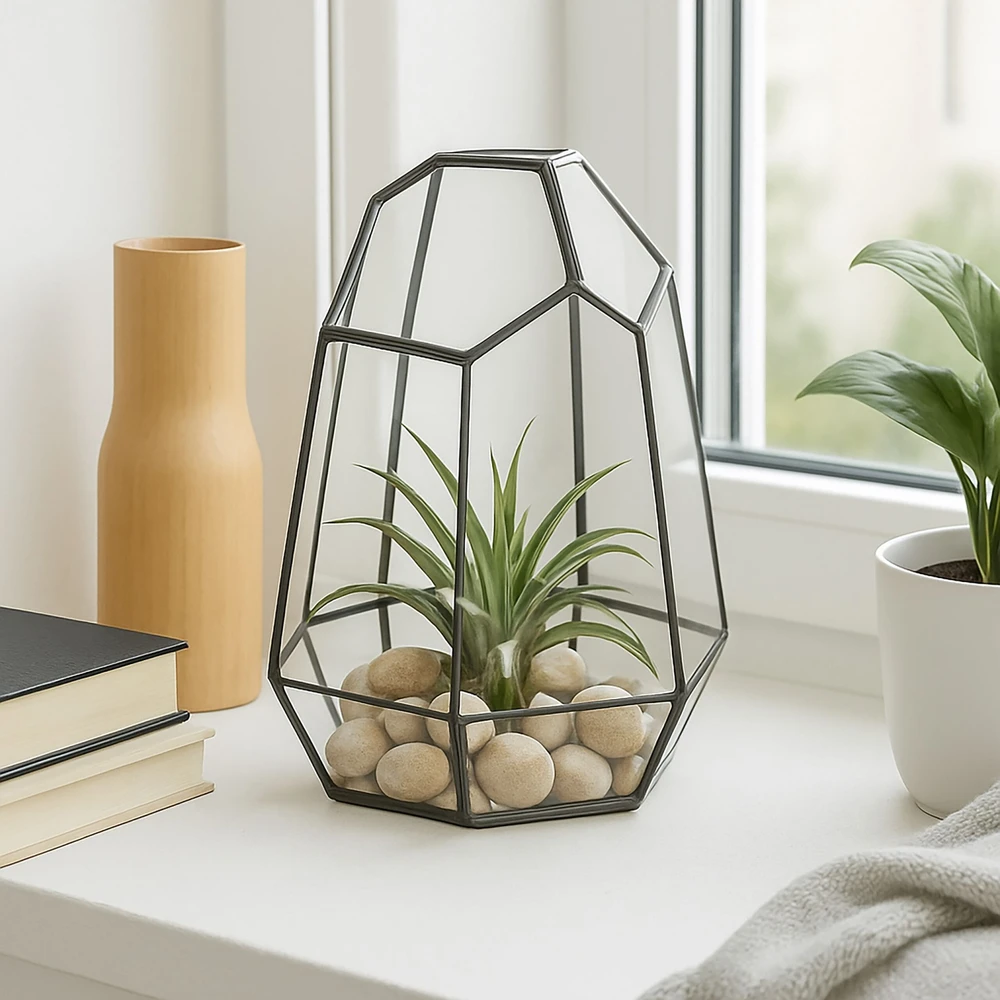 Relaxdays Geometrinis stiklinis terariumas 25 cm
