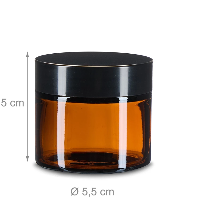 Relaxdays Gintarinio stiklo kremo indelių rinkinys 60 ml