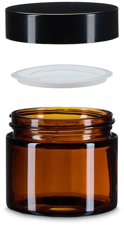 Relaxdays Gintaro spalvos stiklo kremo indelių rinkinys 60 ml