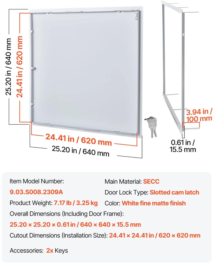 VEVOR gipso kartono aptarnavimo angos panelė 64x64 cm