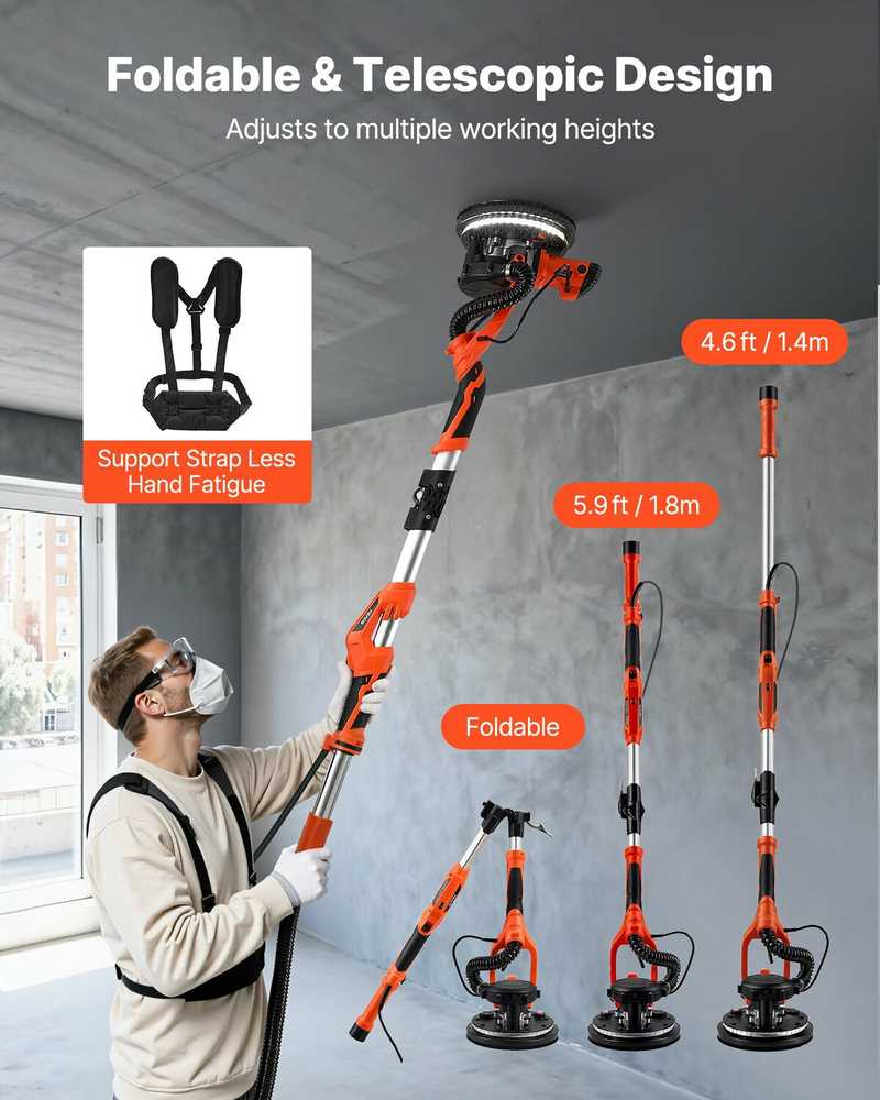 VEVOR Gipso kartono šlifuoklis, 1150W su dulkių surinkimu