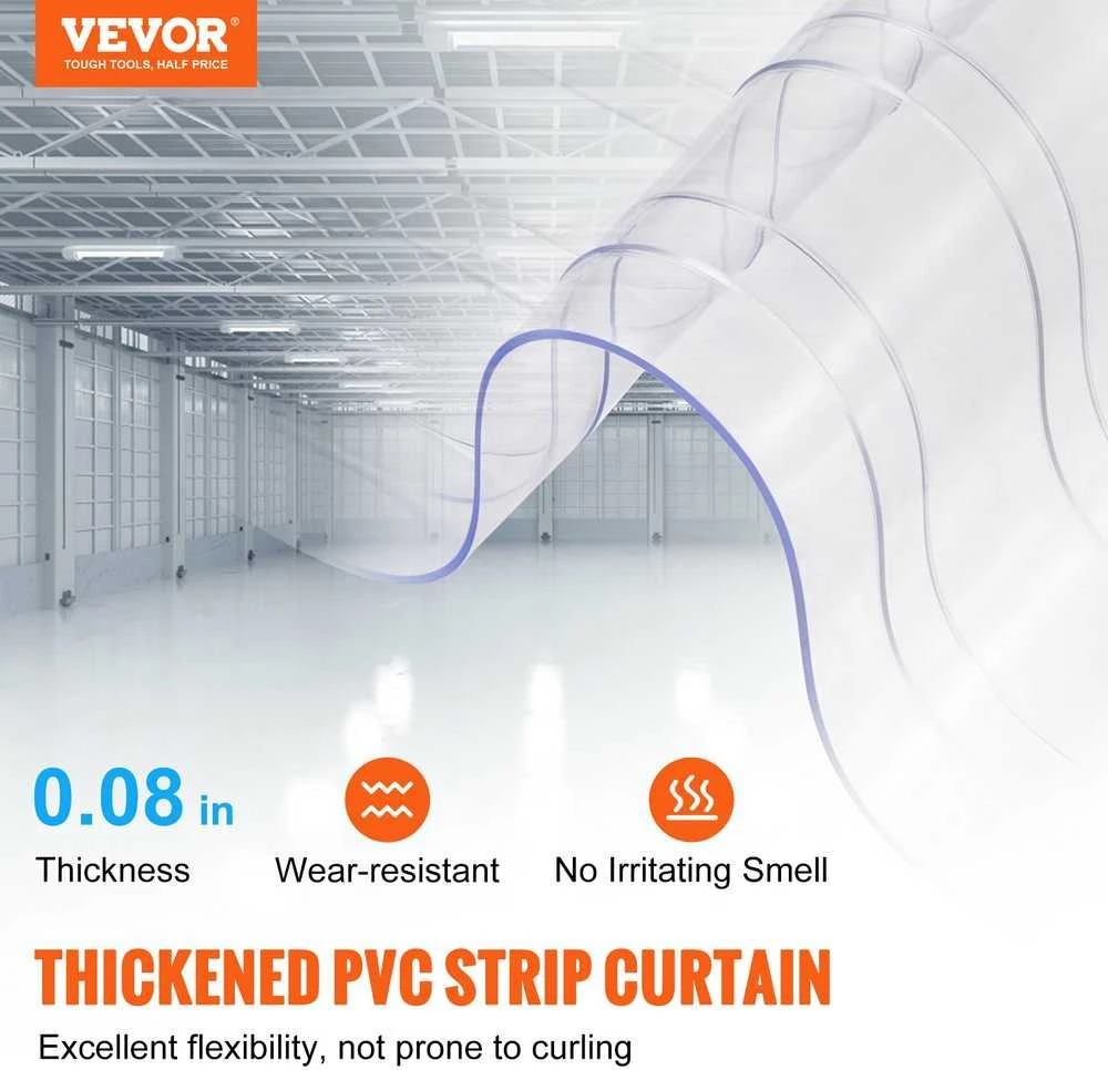 VEVOR Gofruotas PVC užuolaidų rulonas šaldytuvams ir šaldikliams