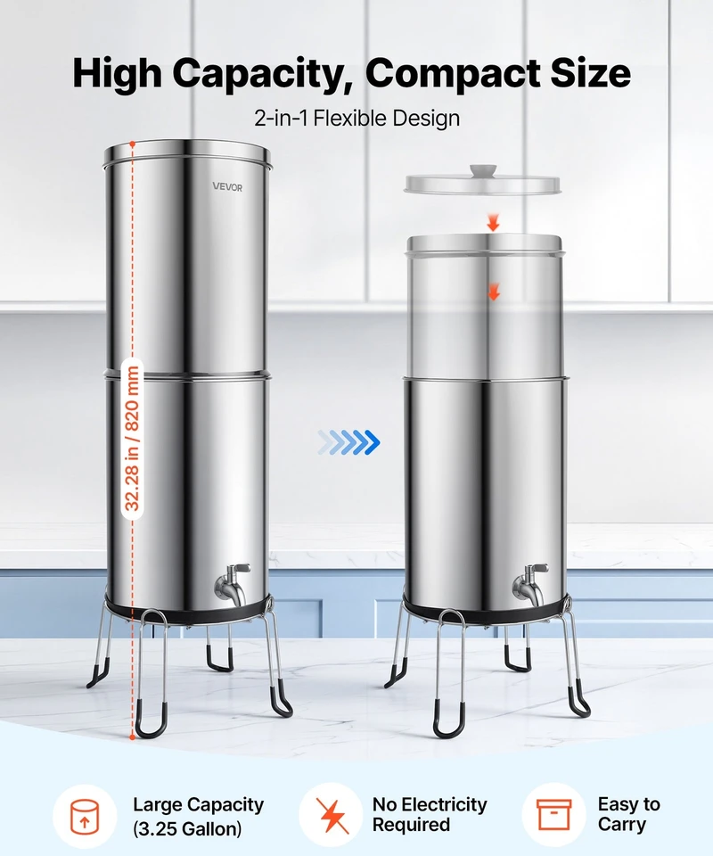 VEVOR Gravitacinė vandens filtravimo sistema 12,3 l
