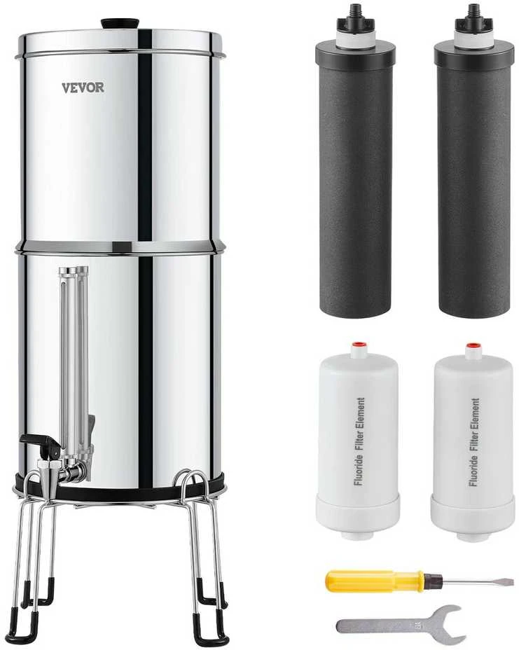 VEVOR Nerūdijančio plieno gravitacinis vandens filtras, geriamojo vandens valymo sistema, nešiojamas vandens filtras, skirtas naudoti lauke, stovyklavimui, žygiams