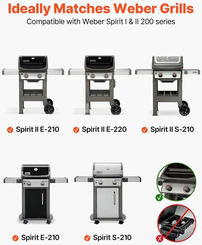 VEVOR grilio grotelės Weber Spirit 200 serijai, 39 cm