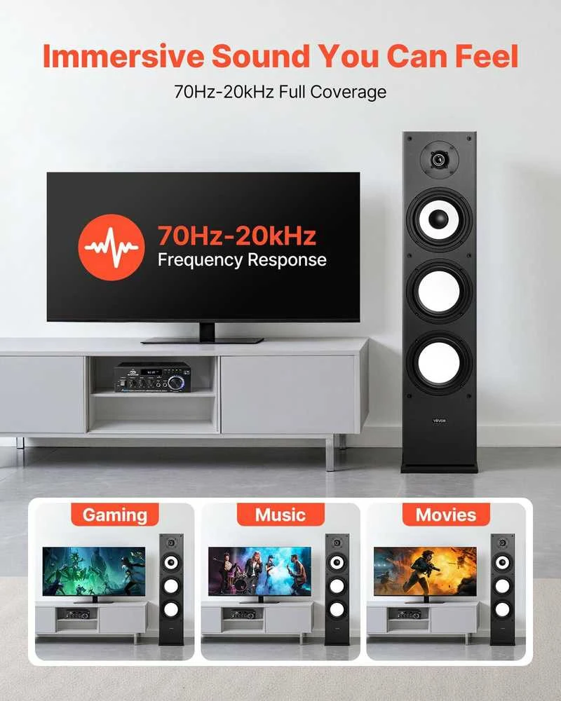 Namų kino sistema VEVOR Grindinė kolonėlė 200W