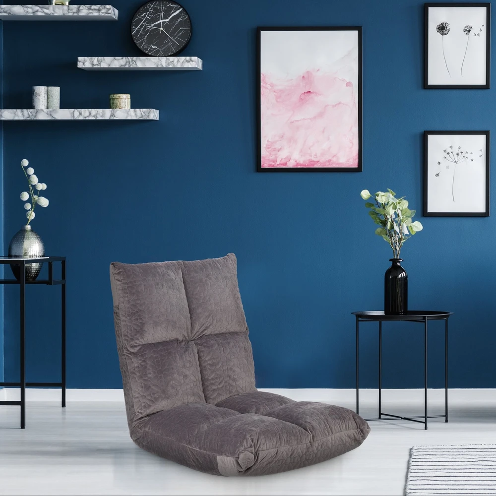 Relaxdays Grindų kėdė su reguliuojamu atlošu