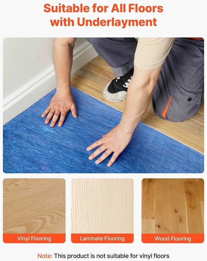 VEVOR Grindų paklotas 18,6 m² 3 mm garso/vandens barjeras