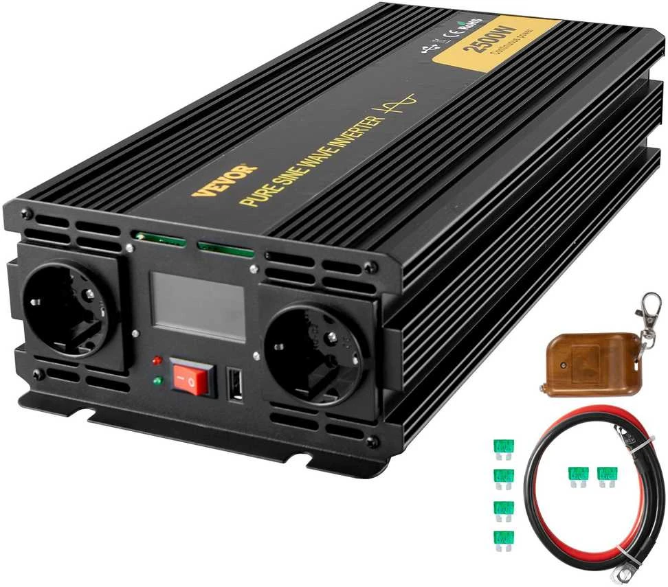 VEVOR Grynos sinusinės bangos keitiklis 2500W, USB