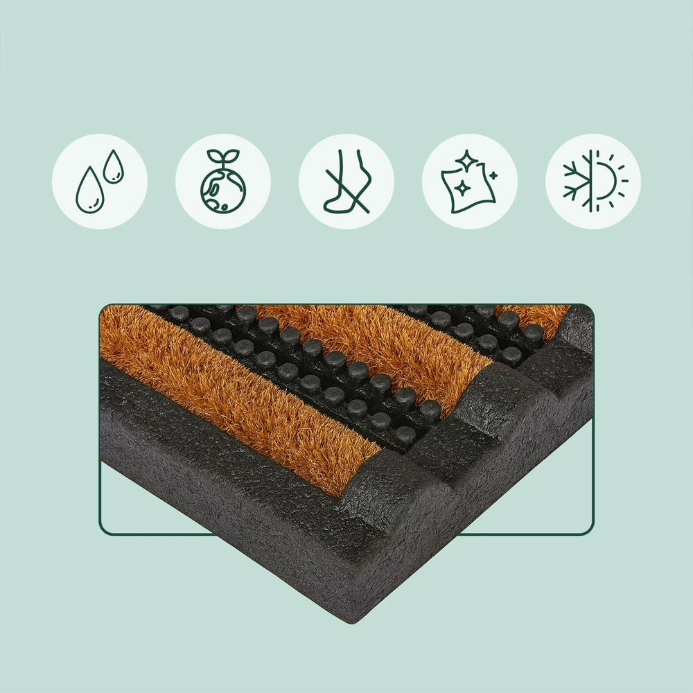 Relaxdays Guminis durų kilimėlis 60x40 su kokoso šeriais