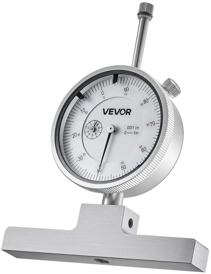 VEVOR Gylio mikrometro matuoklis griovelių, pakopų, skylių gyliui matuoti, tikslus mechaninis įrankis su 0-558.8 mm diapazonu, lengvai skaitoma skalė, gylio matavimo rinkinys, matavimo prietaisas