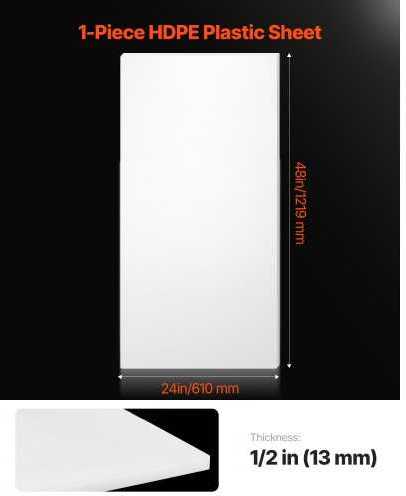 VEVOR HDPE plastiko lakštas 24 x 48 cm