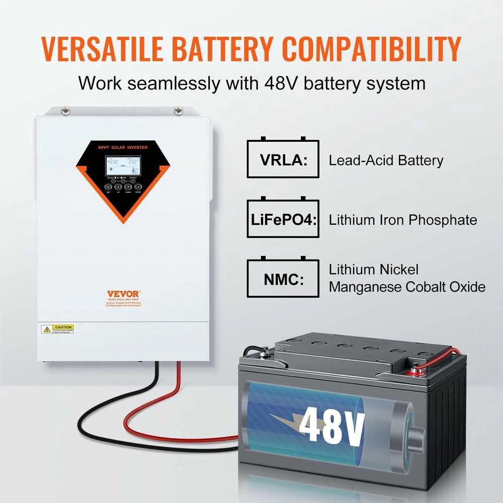 VEVOR Hibridinis saulės inverteris kroviklis 5500W 230V su 100A MPPT